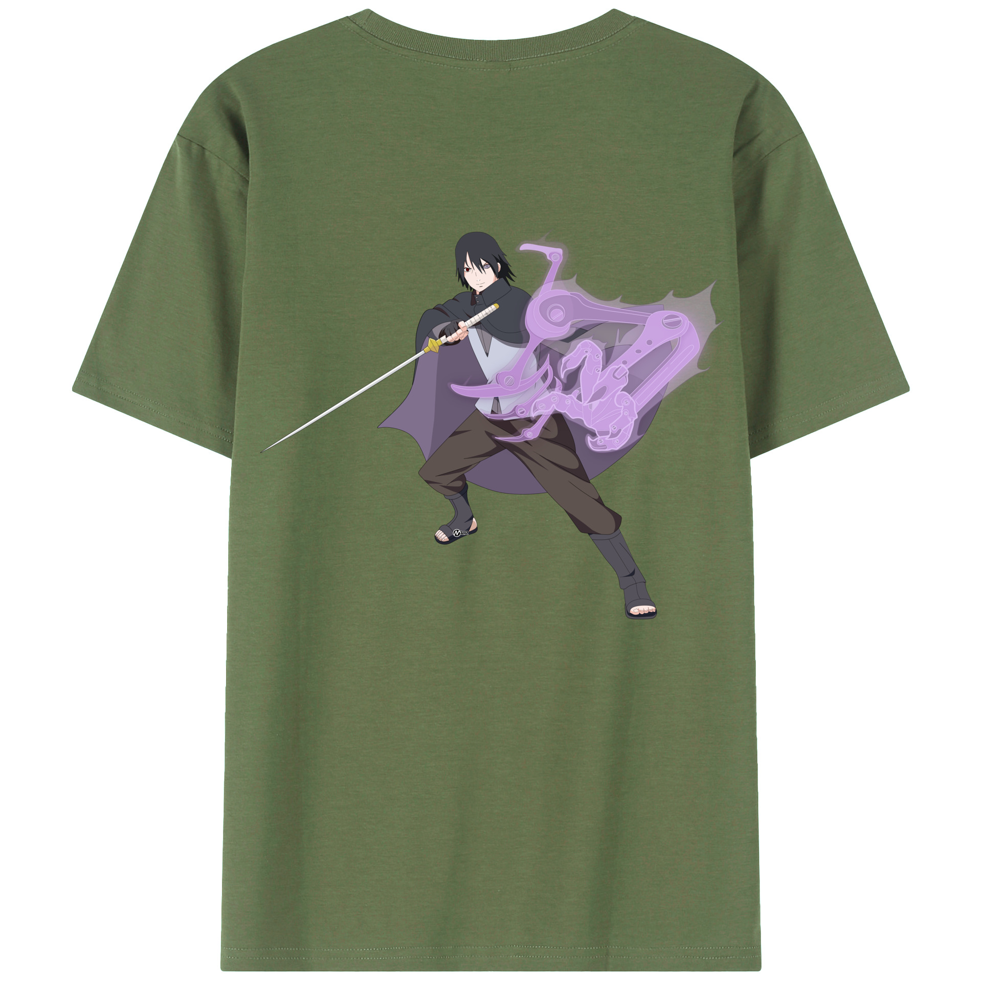 （画像用） NARUTO -ナルト- うちは サスケ Uchiha Sasuke 綿100％ メンズ半袖Tシャツ（バックプリント） 通気性